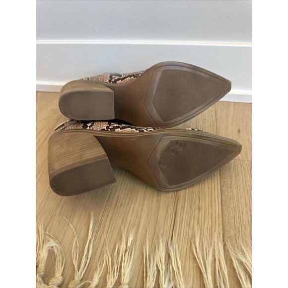 Steve Madden ALYSE Tan Multi Leather Pointed Zip Ankle Boots Block Heel SZ 10 - Picture 9 of 11